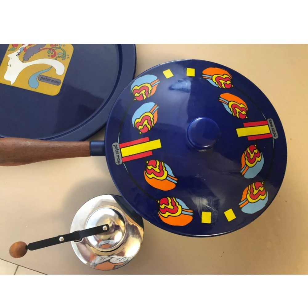 PETER MAX ENAMELWARE COVERED FONDUE POT/Burner‎